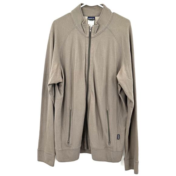 Patagonia Size XL Zip Up Jacket Brown Gray Zipper Pockets Organic Cotton‎ - Picture 1 of 3